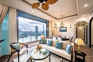 Indochine style 3 bedroom apartment for rent in Empire City with full furniture