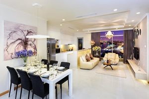 Good price 3 bedroom apartment for rent in Vinhomes Central Park (Vinhomes Tan Cang), modern design, floor 18th