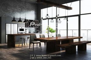 Beautiful penthouse for rent in District 7 with new modern furniture in industrial style