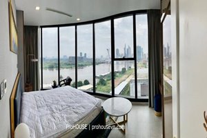 Curved river view apartment in Vinhomes Golden River for rent with full furniture