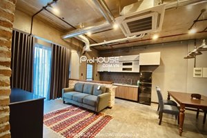 Big balcony 2 bedroom industrial style apartment for rent in Hung Phuc Happy Residence