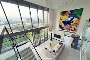 Luxury designed duplex apartment for rent in Empire City on high floor with panoramic city view 9000$/month