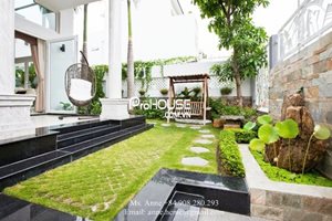 Beautiful villa for rent with big garden in District 7, fully furnished, modern style