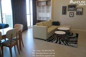 Nice view of 2 bedroom apartment for rent in District 7, large balcony, modern and bright furniture
