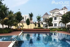 VILLA IN COMPOUND: 4 bedroom villa available for rent in Chateau, Phu My Hung, fully furnished, swimming pool, gym