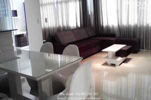 Modern apartment for rent in Phu My Hung, 118 sqm, 3 bedrooms, open-kitchen, nice and new furniture